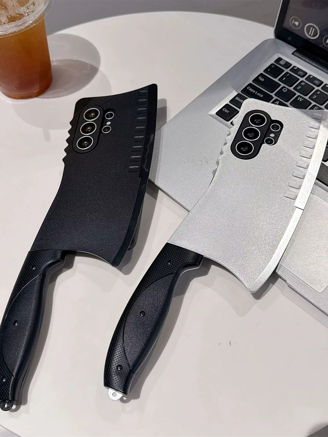 Handyhülle mit lustigem Simulations-Küchenmesser Design für Samsung Galaxy S26 Ultra S25 Edge S24 S23 S22 S21 Plus in Silber - Bild 4