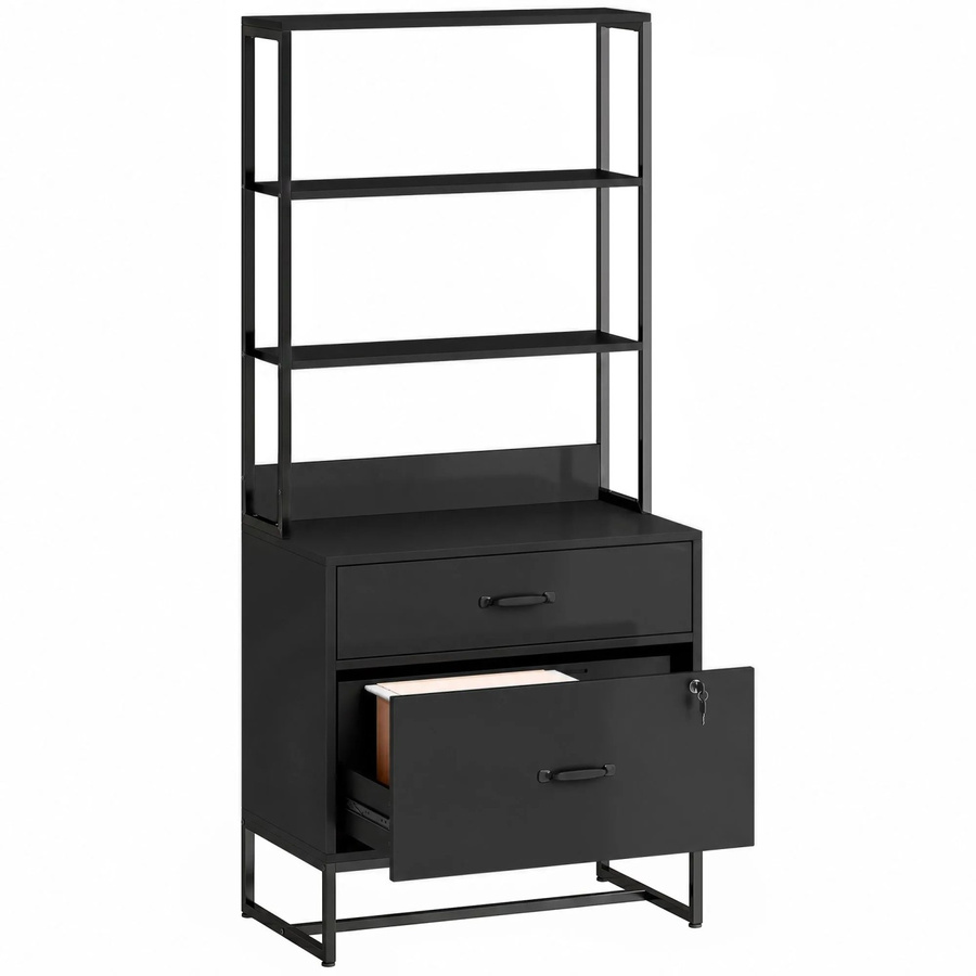 HOMCOM Aktenregal aus Spanplatte und Metall in Schwarz mit industriellem Design, B/T/H: 40 x 70 x 157 cm - Bild 2