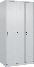 C+P Spind Classic PLUS Spind mit 3 Abteilen in Grau, Höhe: 185 cm, Breite: 90 cm, Tiefe: 50 cm, mit Sicherheits-Drehriegel und Garderobenhaken - Bild 1