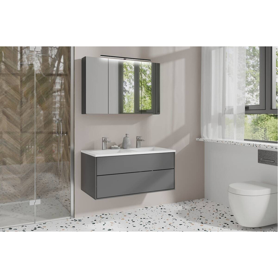 byLIVING Spiegelschrank SPREE in Anthrazit mit LED-Beleuchtung und Soft-Close-Türen, B/H/T: 90 x 60 x 15 cm - Bild 2