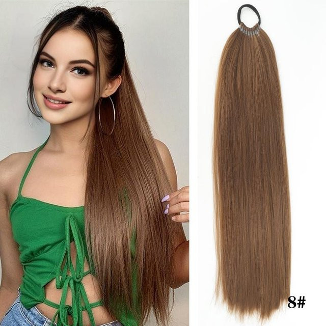 Lupu Yaki Straight Synthetischer Pferdeschwanz Haarteil, 60 cm, beige, Damen - Bild 1