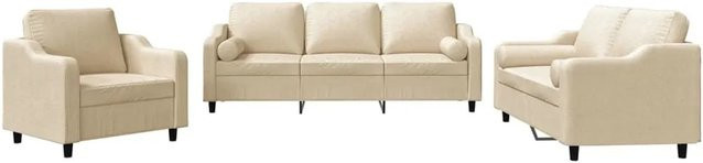 vidaXL 3-teilige Sofagarnitur modern in Beige mit Kissen und Stoffbezug - Bild 1