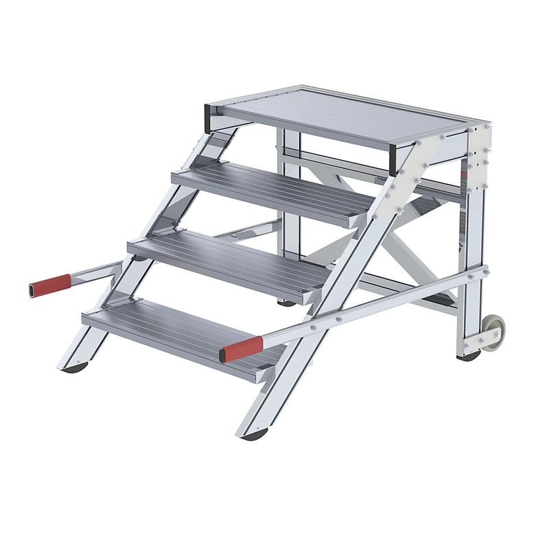 Günzburger Steigtechnik MUNK 50018 Aluminium Plattformleiter fahrbar Silber mit 5 Stufen und 3m Arbeitshöhe - Bild 3