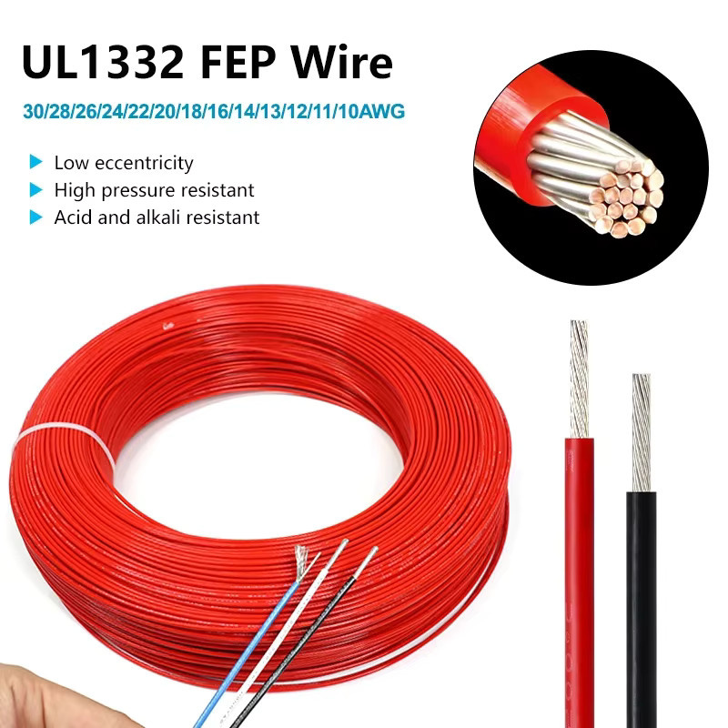 Hochtemperatur-PTFE-Draht UL1332 mit FEP-Isolierung aus verzinntem Kupfer in Schwarz und Rot, verschiedene AWG-Stärken verfügbar - Bild 5