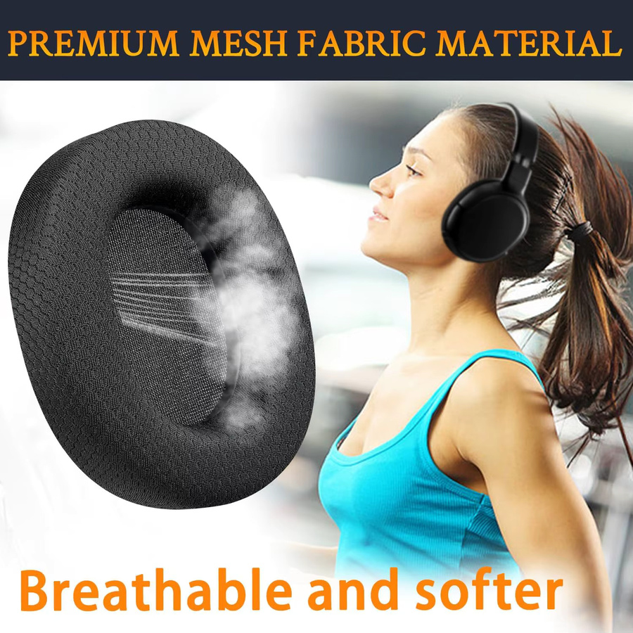 Stoff Mesh Ersatz Ohrpolster in Schwarz für Sony MDR-7506 MDR V6 V7 und Audio-Technica ATH M50X M50XBT M40X M30X M20X MSR7 - Bild 2