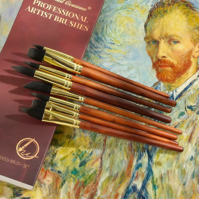 10-teiliges Profi-Kunstpinselset aus Walnussholz und Kupfer mit synthetischen Eichhörnchenhaar-Borsten in Braun - Bild 1