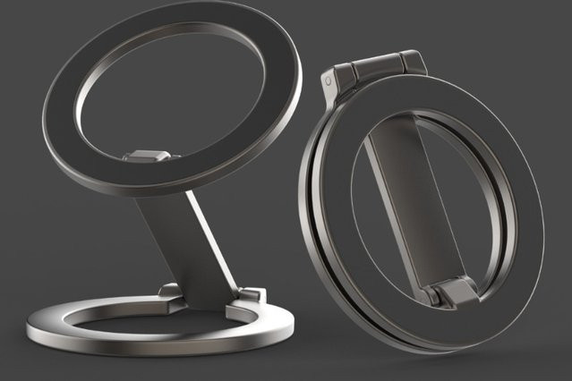 QUERPXAF Magnetischer Telefonhalter aus Metall, 360 Grad rotierbar und faltbar, doppelseitiger Handyhalter für Fitnessstudio und Laufband, Farbe: Schwarz - Bild 1