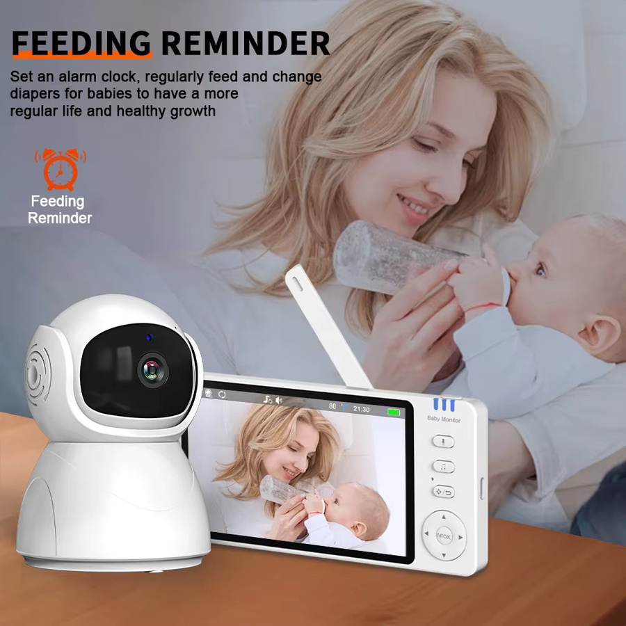 Cdycam Video-Babyphone mit 5,0 Zoll IPS-Bildschirm, PTZ-Kamera, 2-Wege-Audio, Nachtsicht und Schlaflied-Funktion in Weiß - Bild 5