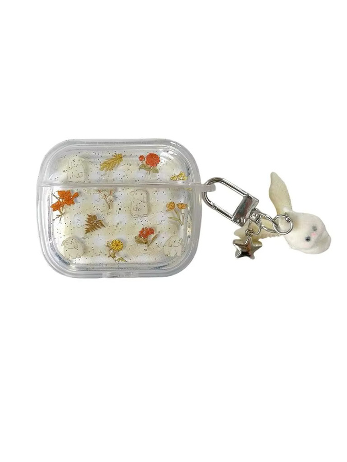 Glitzernde AirPods Schutzhülle mit süßem Kaninchen-Blumen-Design und Anhänger in Korall für Apple AirPods 1, 2, 3, 4 und Pro/Pro 2/Pro 3 - Bild 4
