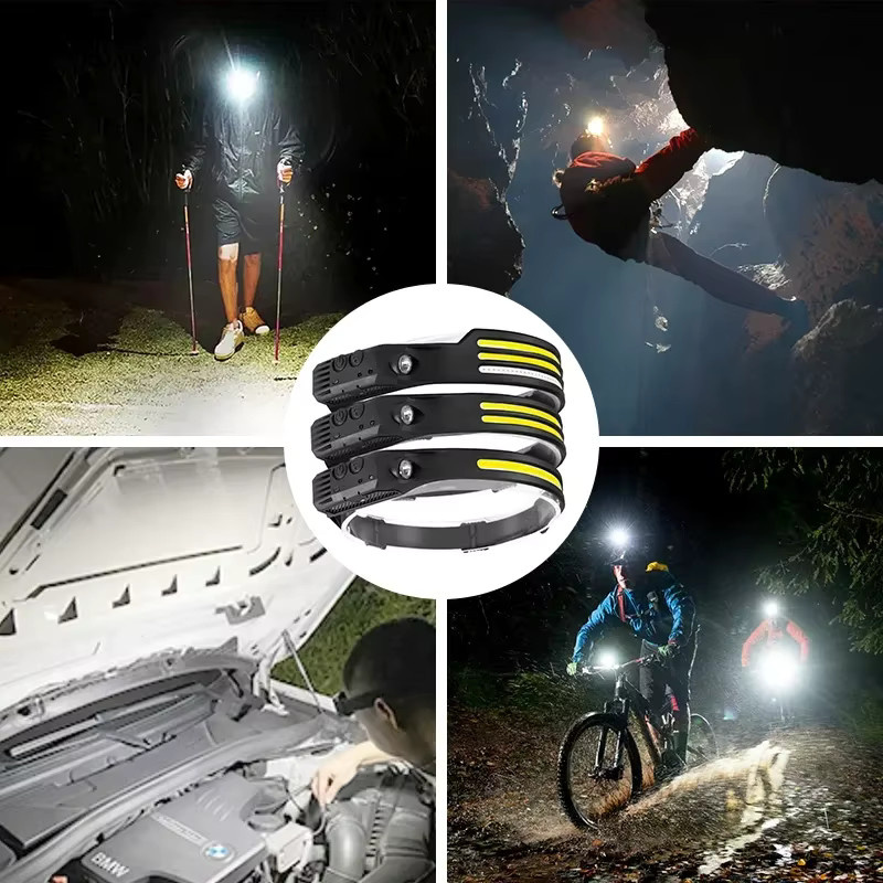 ESMARTER LED-Induktionsscheinwerfer mit COB-Sensor und wiederaufladbarem Akku, Stirnlampe und Taschenlampe in Schwarz mit 6 Modi für die Arbeitsbeleuchtung im Freien - Bild 6