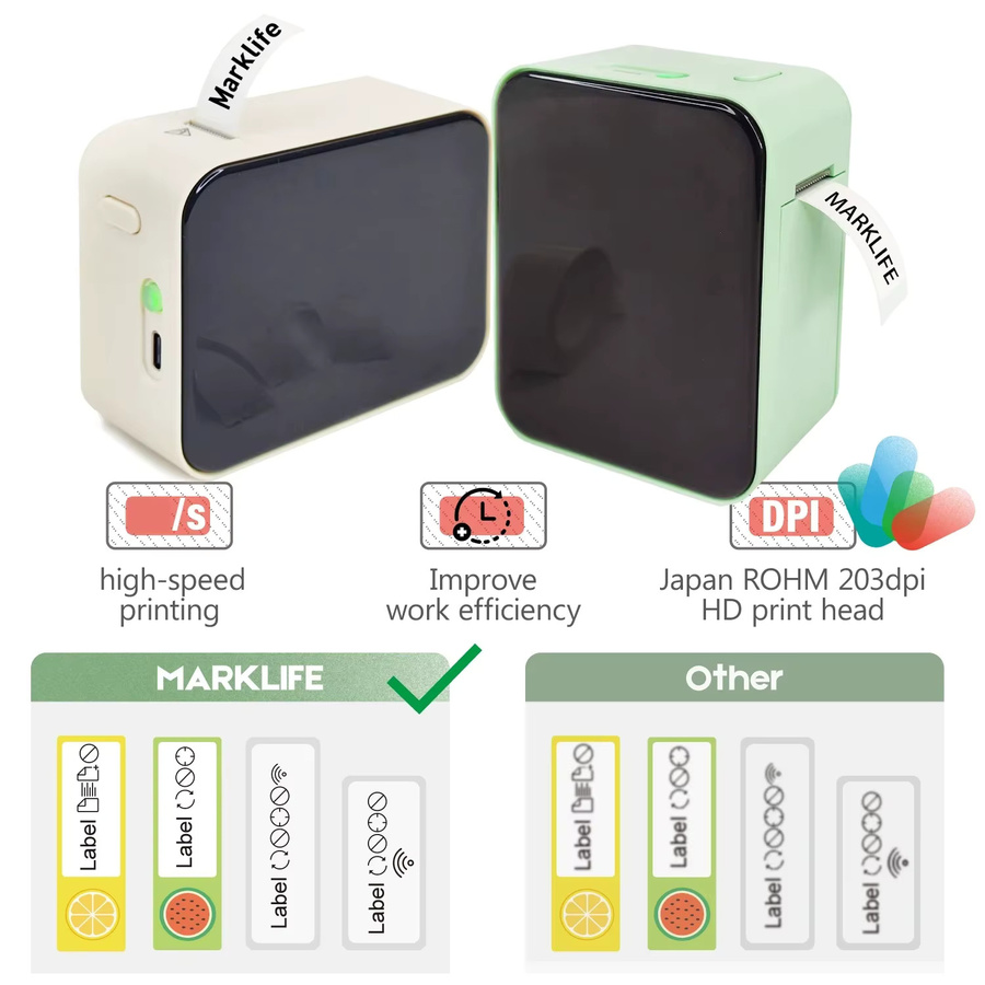 MarkLife M1 Mini tragbarer Thermodrucker, kabelloser Bluetooth Etikettendrucker für Zuhause und Büro - Bild 2