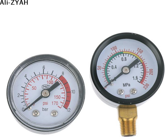 JETTING Manometer für Luftkompressor und Hydraulikflüssigkeit, 0–12 bar / 0–170 PSI, Schwarz - Bild 1