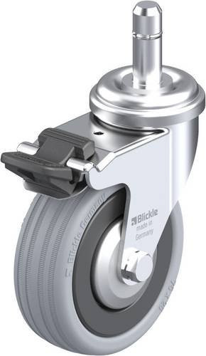 Blickle Lenkrolle LRA-VPA 75K-FI-FA-ES mit Feststeller, Rad-Durchmesser: 75 mm, Tragfähigkeit: 60 kg, Farbe: Schwarz, Grau, Silber - Bild 1