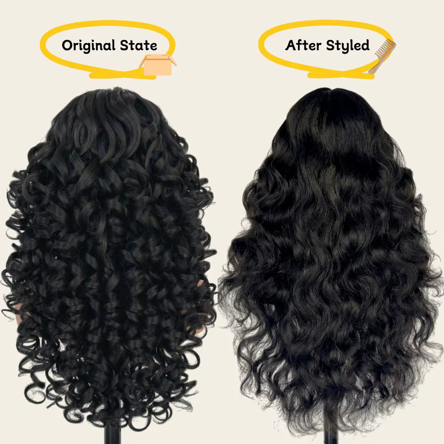 X-TRESS Haarperücke, Schwarz, Lange Lockige Haare, Damen, 22 Zoll - Bild 5