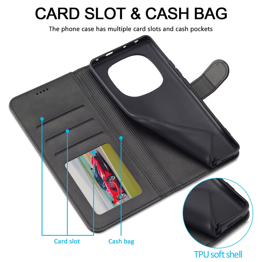 Xiaomi Flip-PU-Lederhülle als Brieftaschen-Kartenhülle für Redmi Note 15 Pro 4G 5G, Redmi Note 14 und Redmi Note 13 Pro 4G 5G, stoßfest, in Schwarz oder Braun - Bild 4