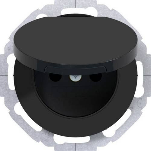 Hager Schutzkontakt-Steckdose in Schwarz glänzend WLS1811BG - Bild 1