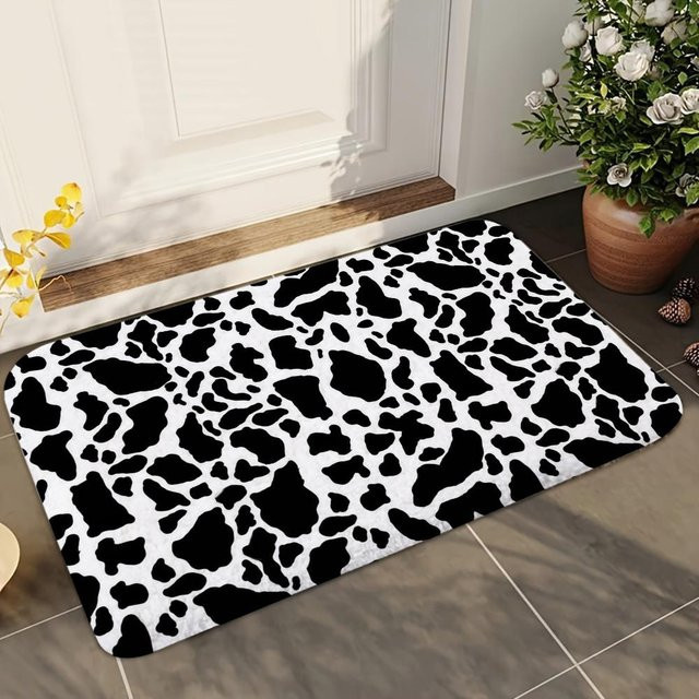 Rutschfeste Badezimmermatte mit Kuh-Tierdruck von JGJG in Schwarz, B/B: 40 x 60 cm - Bild 1