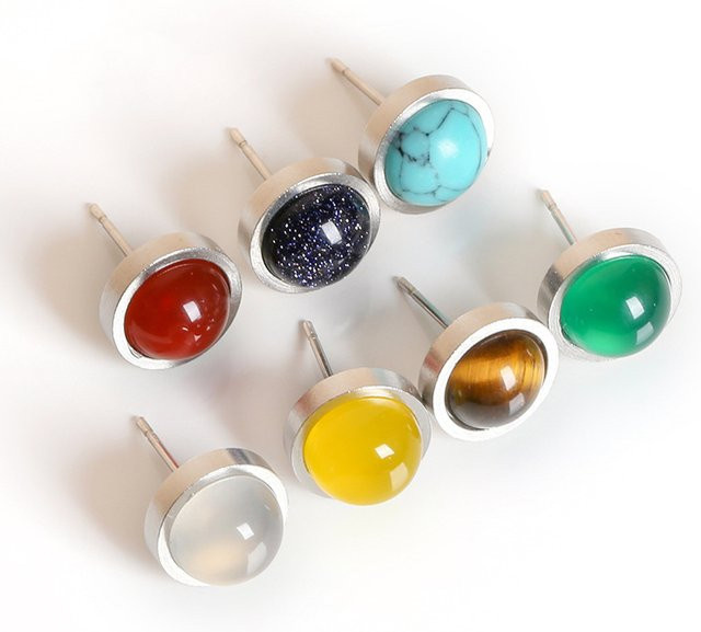 OLstyle Ohrstecker Edelstahl, Tigerauge, Achat, Damen - Bild 1