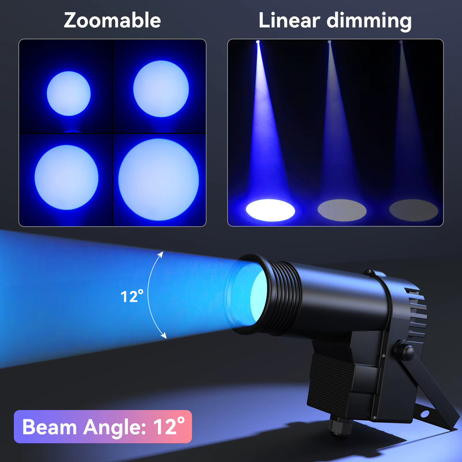 Nitehop 2er Set RGBW LED Beam Pinspot Licht 30W Schwarz für DJ, Party und Bühnenbeleuchtung mit DMX-Steuerung - Bild 4