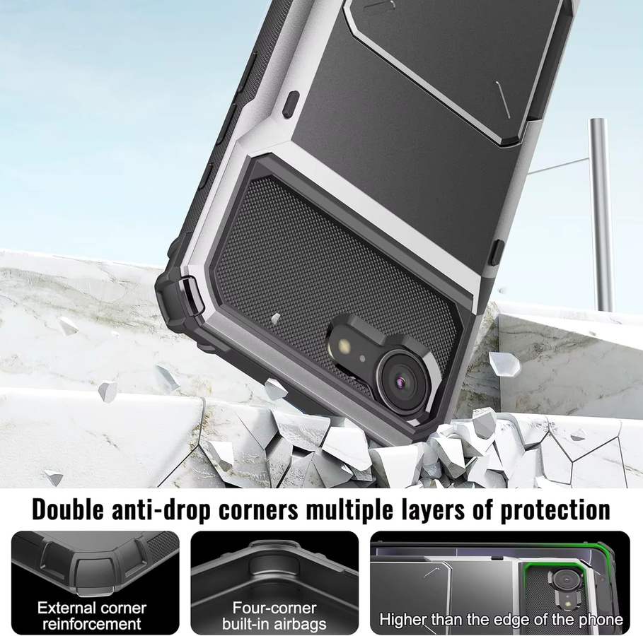 Huikai Schutzhülle für iPhone 17e und iPhone 16e mit 4 Kartenfächern, robustes Doppelschicht-Design mit Stoßfestigkeit und verstecktem Klappverschluss, Schwarz - Bild 5