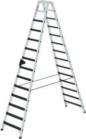 MUNK Günzburger Steigtechnik Aluminium Stehleiter Clip-Step R13 beidseitig begehbar, Farbe: Silber, Arbeitshöhe: 5 m - Bild 2