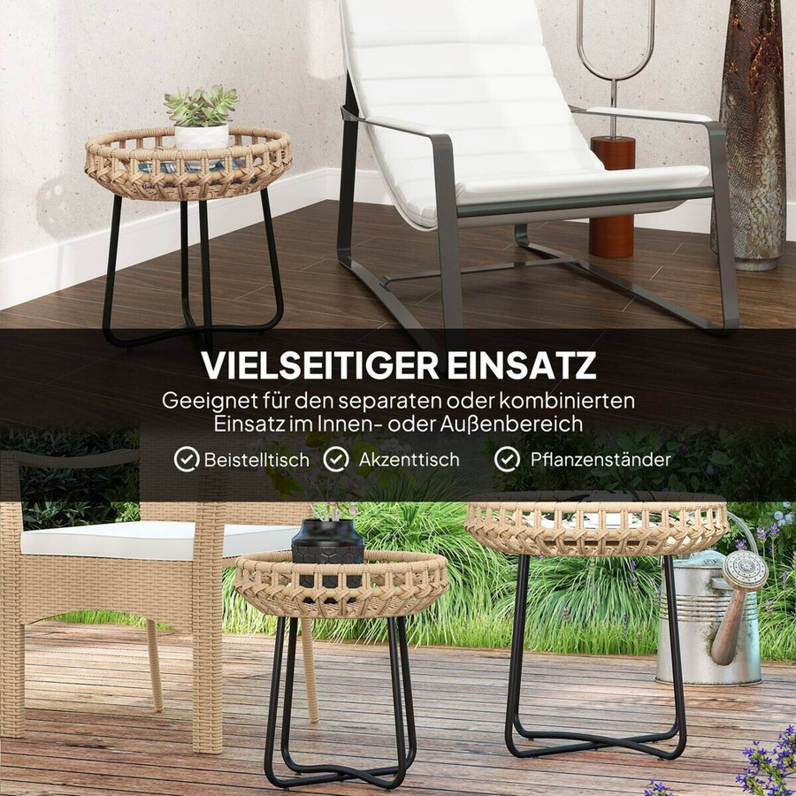 Outsunny Polyrattan Beistelltisch modern braun B/H/T: 56 x 55 x 56 cm - Bild 3