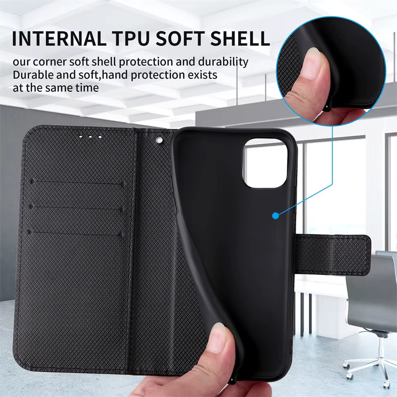 Magnetische Leder-Flip-Wallet-Hülle für Xiaomi 17T Pro 5G in Blau oder Schwarz - Bild 4