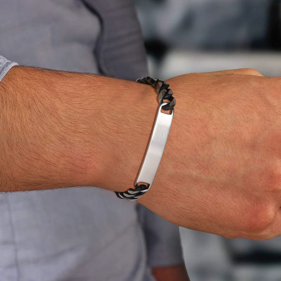 Vnox Namens-ID-Armband Edelstahl, Silber, Herren - Bild 3