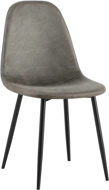 DELUKE Esszimmerstuhl LISEN aus Kunstleder in Dunkelgrau, moderner Stuhl für Esszimmer, Küche oder Wohnzimmer, B/T/H: 44 x 51 x 88 cm - Bild 1
