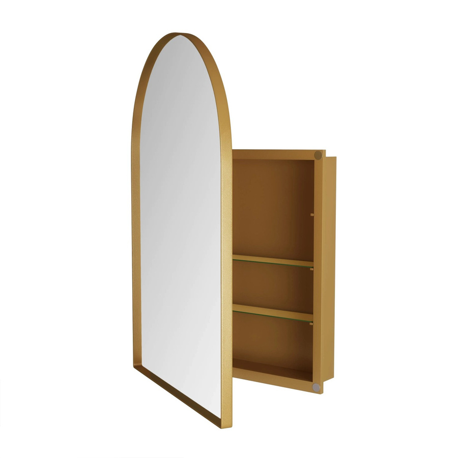 PXloue Spiegelschrank Gold mit Metallrahmen und verstellbaren Glasablagen zur Wandmontage B/H/T: 91 x 61 x 12 cm - Bild 2