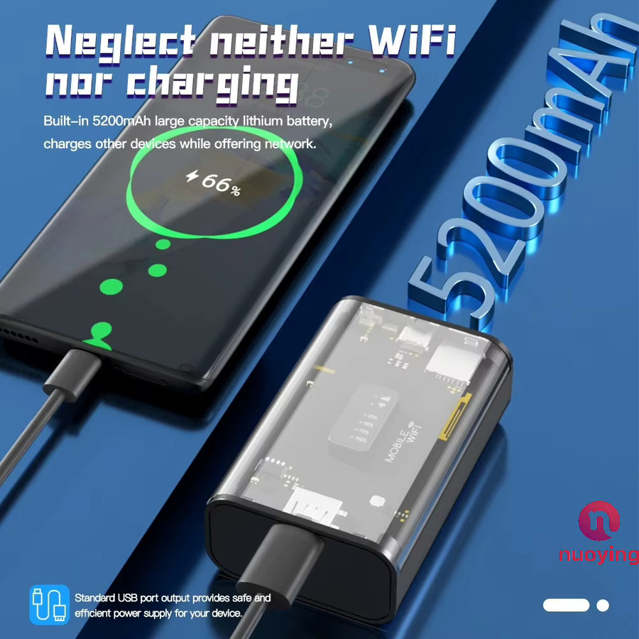 NUOYING Hochleistungs-Akku 4G WLAN-Router 300Mbps Tragbarer Outdoor-Hotspot-Adapter in Schwarz - Bild 3
