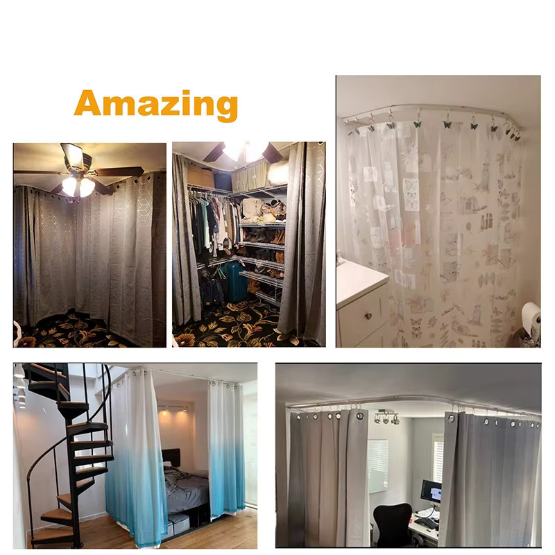 Selbstklebende und flexible Vorhangschiene in Weiß für Wand- oder Deckeninstallation, geeignet als Fenster- oder Raumteiler und für Wohnmobile - Bild 3