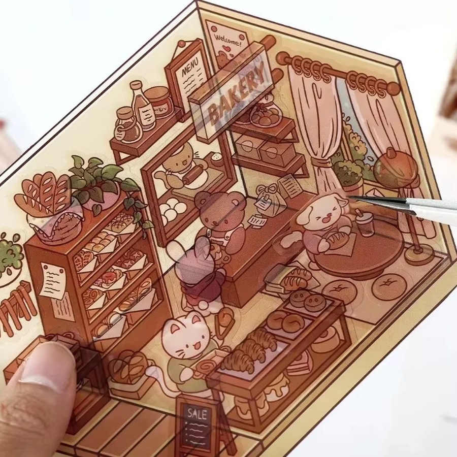 Niedliche 3D Tier Szene Aufkleber aus Kunststoff für DIY Bastelprojekte in Mehrfarbig - Bild 2