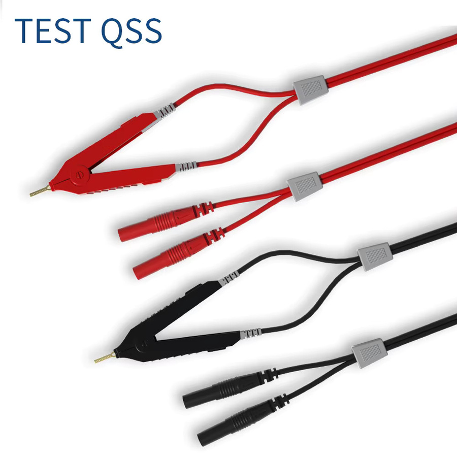 QSS Kelvin Lcr Messleitung für Bodenwiderstand mit 4-Draht-System, 4 mm Bananenstecker, Kelvin-Clip und Orichalum-Beschichtung, Q.70075 - Bild 2