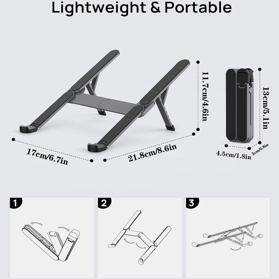 DUTRIEUX Zweifach faltbarer Laptop- und Tablet-Ständer aus Aluminiumlegierung in Silber - Bild 2