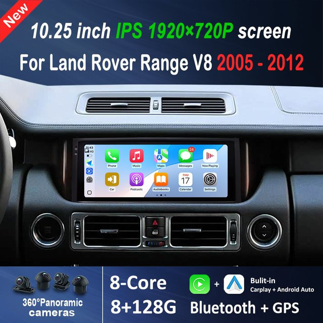 LIARO-NAVI Android 16 Auto-Multimedia-Videoplayer für Land Rover Range Rover V8 L322 (2005-2012) mit DSP Stereo, kabellosem CarPlay, GPS, 4G und WLAN in Schwarz - Bild 1