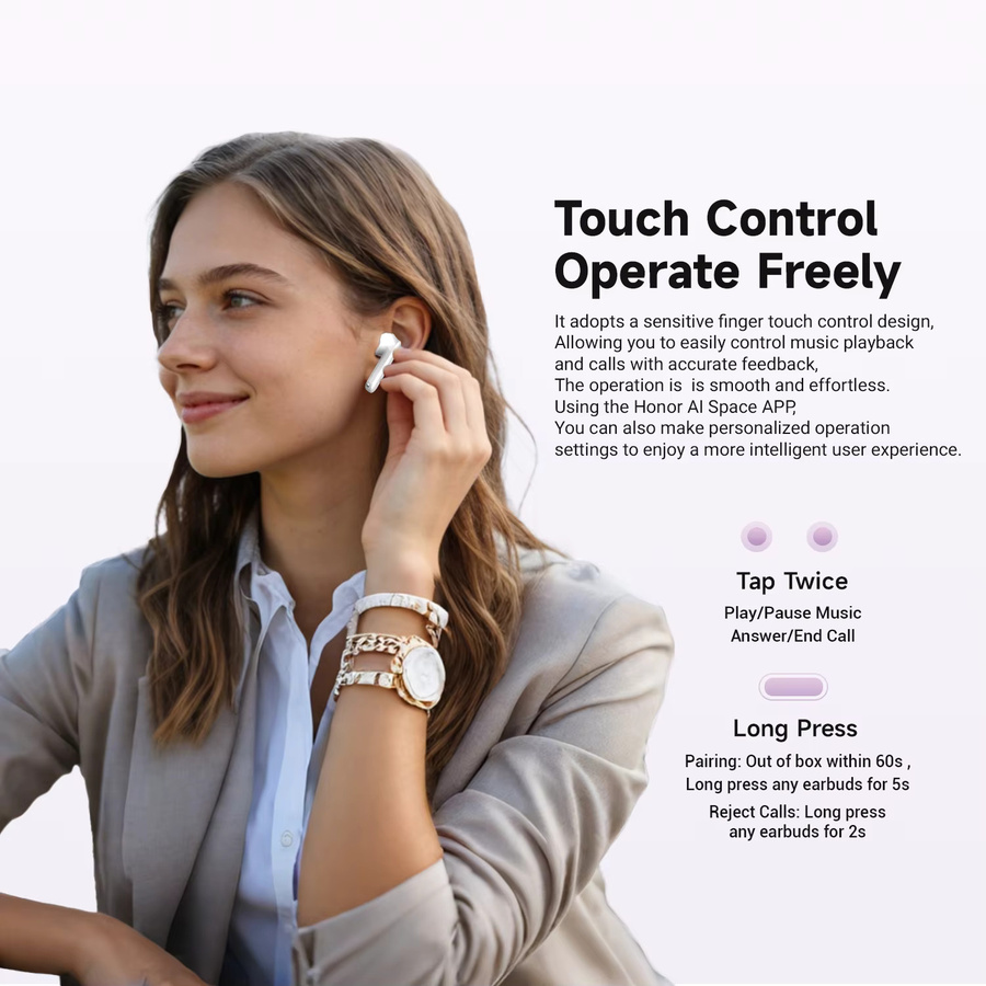Honor X7e Active ANC Halb-In-Ear Kopfhörer in Weiß mit 38h Akkulaufzeit, Bluetooth 5.4, Spatial Audio und IP54 Schutz - Bild 3