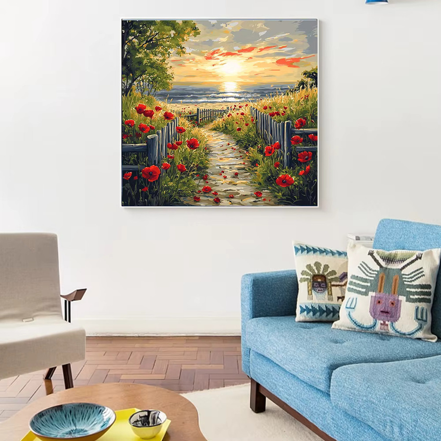 Huacan 5D DIY Diamantmalerei Sonnenuntergang am Meer Landschaftsmosaik in Multicolour, B/T/H: 20 x 20 x 20 cm - Bild 3