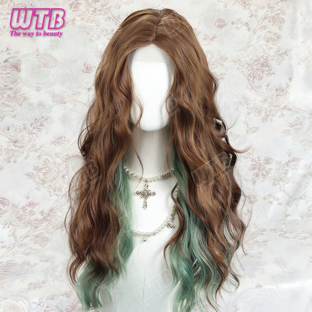 WTB Synthetische Perücke, Wasserwellen-Locken, Highlights, Farbverlauf - Bild 1