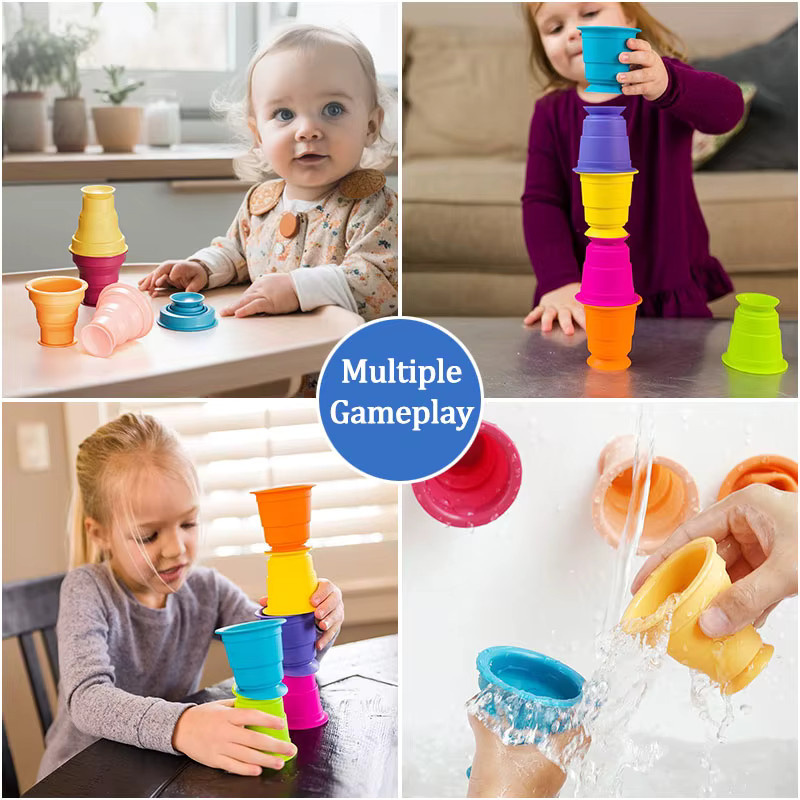 Brozebra Regenbogen Silikon Tasse, Stapelspielzeug, ab 1 Jahr - Bild 3