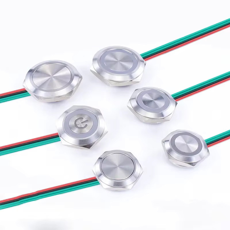 Wasserdichter LED Druckschalter mit Drahtmuster und Symbol für Auto und DIY, kurzzeitig und selbstrückstellend, Farbe: Silber - Bild 2