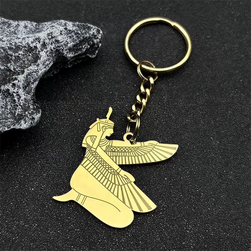 AFAWA Schlüsselanhänger Ägyptische Mythologie Göttin Isis, Edelstahl, Unisex - Bild 2