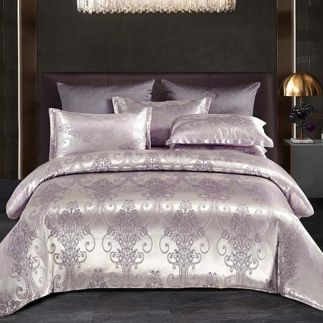 Bin Chi Textiles Jacquard-Bettwäscheset aus Satin in Lila, B/H: 150 x 200 cm - Bild 1