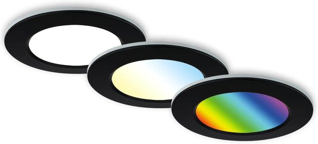 Briloner 3er Set LED Bad Einbaustrahler RGB CCT Schwarz IP65 dimmbar mit Fernbedienung - Bild 1