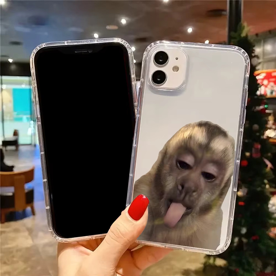 Transparente Silikonhülle mit lustigem Affenmuster für iPhone 11 bis iPhone 17 Pro Max - Bild 4