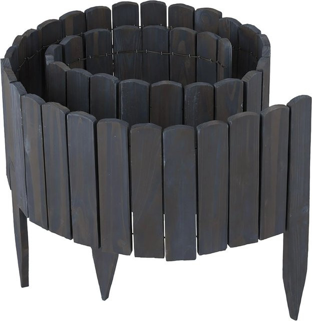 Relaxdays Beeteinfassung aus Tannenholz in Anthrazit, flexibel für Garten, Blumenbeete und Rabatten, Höhe: 25 cm, Länge: 200 cm - Bild 1