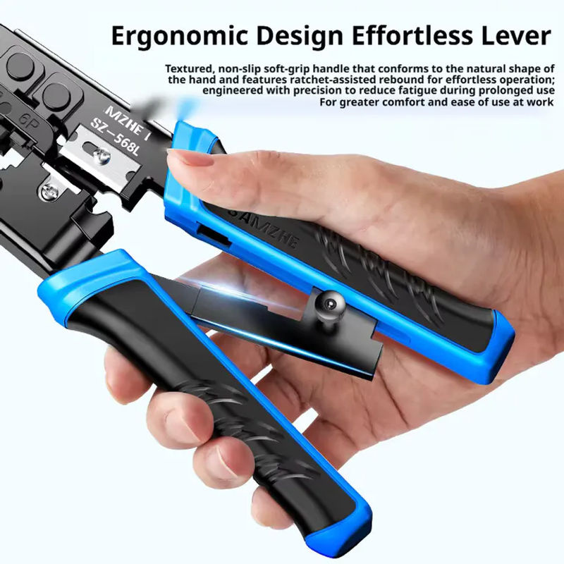SAMZHE RJ45 Crimpzange als Ethernet Netzwerk LAN Kabel Crimpwerkzeug mit Schneide- und Abisolierfunktion für 6P 8P RJ11 RJ12 RJ45 - Bild 4