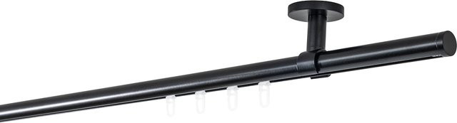 Ondeco Gardinenstange auf Maß Match 1-lauf mit Deckenträger und Gleiter, Farbe: Schwarz, Länge: 380 cm, Innenlauf: 20 mm - Bild 1