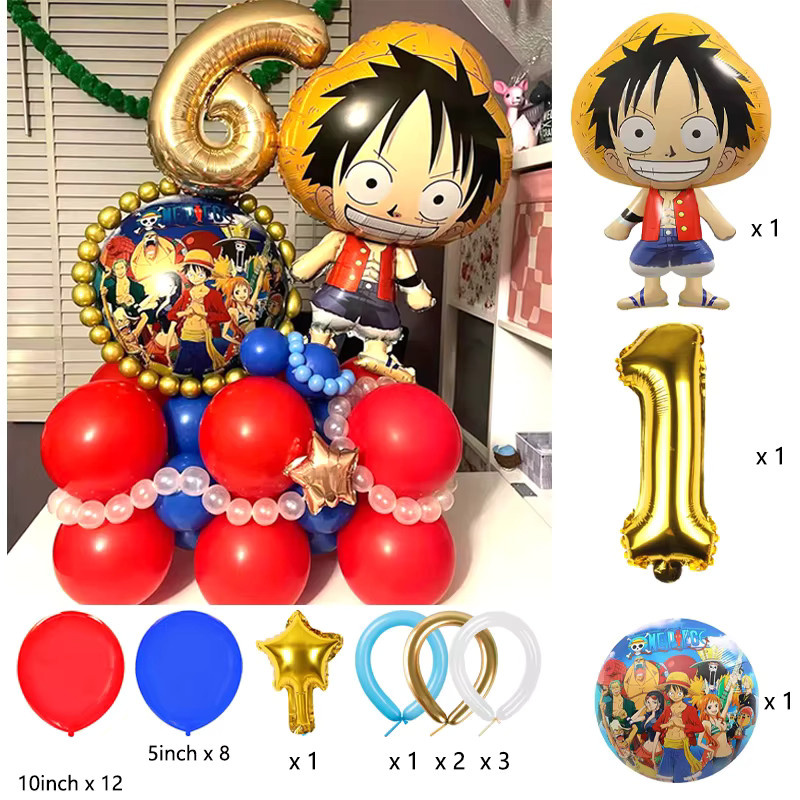 Bandai One Piece Luffy Strohhut Ballon Set aus Aluminiumfolie in Mehrfarbig für Kinder Geburtstag Party Dekoration - Bild 2