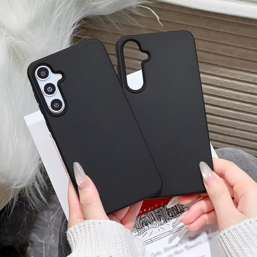 Einfarbige Leder-Handyhülle mit Litchi-Textur für Samsung Galaxy S25 Ultra S24 S26 A55 A56 A35 A36 A16 A06 in Schwarz - Bild 3